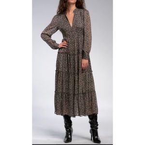 Elan Black Maxi Paisley Boho Peasant Dress